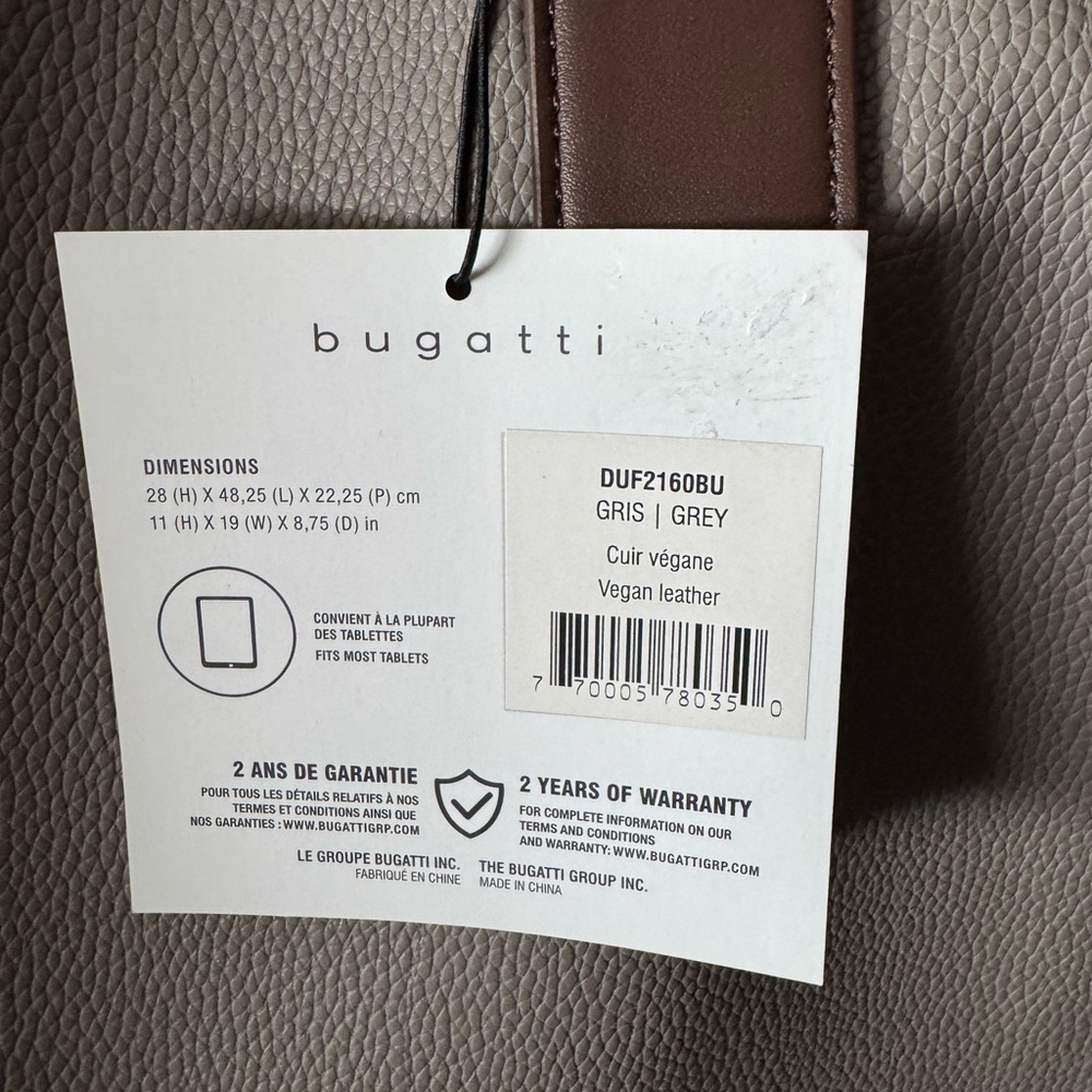 Bugatti Vegan Leather Bag in Gray and Brown